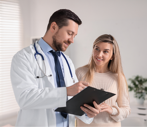 Provider consulting patient at first visit at Fertility Center near Thousand Oaks CA 